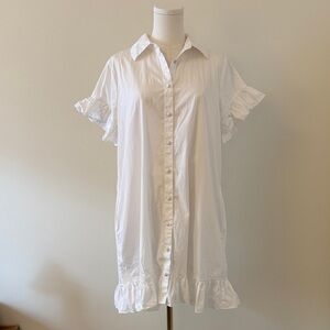 J. Crew White Ruffle Mini Dress